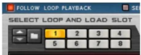 FOLLOW LOOP PLAYBACK SELECT LOOP AND LOAD SLOT 1 2 3 4 5 6 7 8