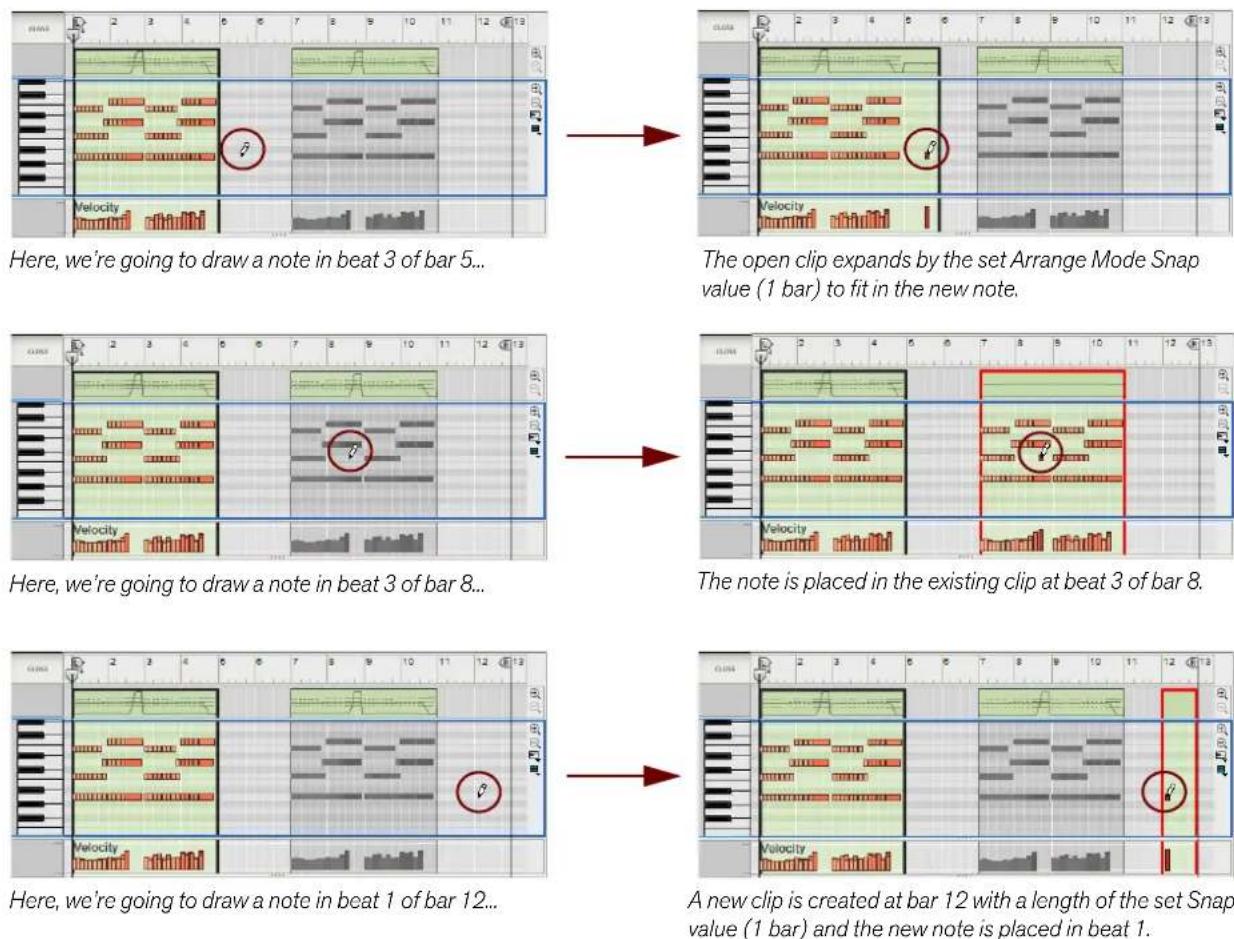 PROPELLERHEAD Reason Lite 10.2 - About drawing notes outside an open clip - 1