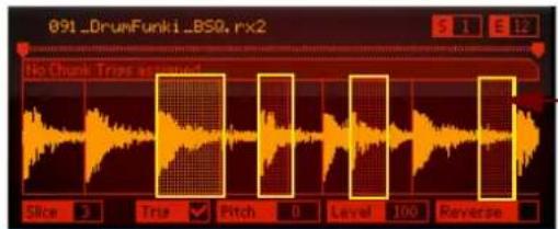 091_DrunFunki -BSQ, rx2 No Chunk Tries assigned Slice 3 True ✓ Pitch 0 Level 100 Reverse