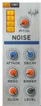 ON OFF OFF OFF PITCH NOISE ATTACK DECAY RESO SWEEP CLICK LEVEL