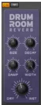 DRUM ROOM REVERB SIZE DECAY DAMP WIDTH DRY WET