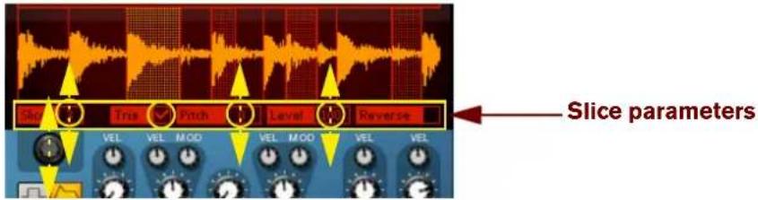 Slice parameters Slice Tina Patch Level Reverse VEL VEL MOD VEL MOD VEL VEL