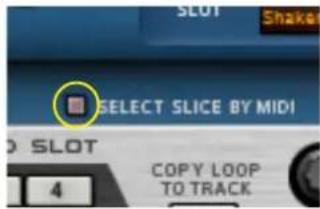 SELECT SLICE BY MIDI 4 COPY LOOP TO TRACK
