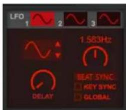 LFO 1 2 3 1.583Hz BEAT SYNC KEY SYNC GLOBAL DELAY