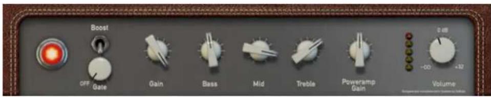 Boost OFF Gate Gain Bass Mid Treble Poweramp Gain Volume -0 dB -32 Temperature measurement (damping) / (Hz)