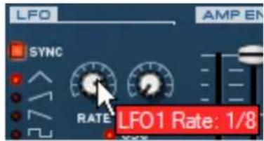 LFO AMP EN SYNC RATE LFO1 Rate: 1/8