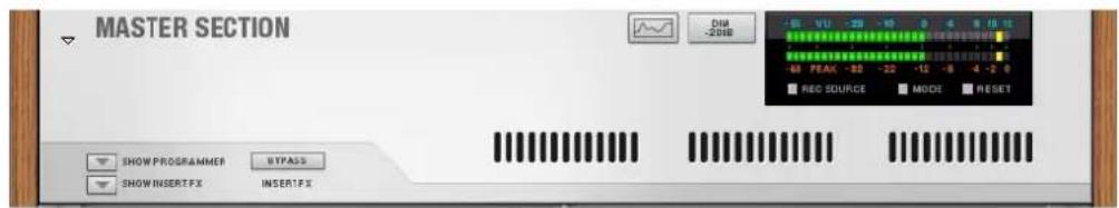 MASTER SECTION DHJ -2018 -56 VU -29 -10 0 4 8 10 11 -60 PEAK -80 -22 -12 -8 -4 -2 0 RECO SOURCE MODE RESET SHOW PROGRAMMER BYPASS SHOW INSERT FX INSERT FX