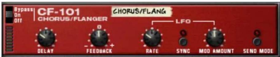 Bypass On Off CF-101 CHORUS/FLANGER CHORUS/FLANG LFO DELAY FEEDBACK RATE SYNC MOD AMOUNT SEND MODE