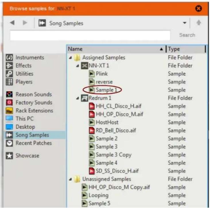 Browse samples for: NN-XT 1 Song Samples Search Name Type Assigned Samples File Folder NN-XT 1 File Folder Plink Sample reverse Sample Sample 1 Redrum 1 File Folder HH_CL_Disco_H.aif Sample HH_OP_Disco_M.aif Sample HostHost Sample RD_Bell_Disco.aif Sample Sample 2 Sample Sample 3 Sample Sample 3 Copy Sample Sample 4 Sample SD_SS_Disco_H.aif Sample Unassigned Samples File Folder HH_OP_Disco_M Copy.aif Sample Looping Sample Sample 5 Sample