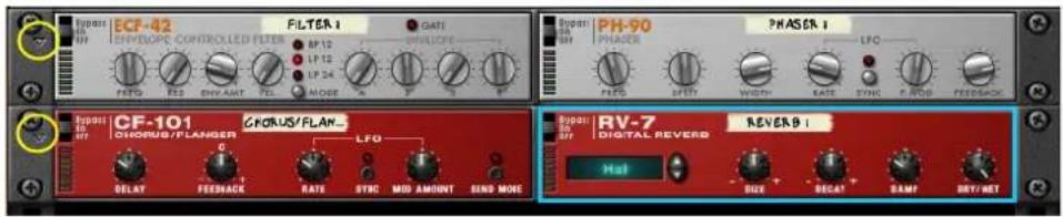 ECP-42 ENVELOP CONTROLLED FILTER FILTER 1 GATE PHILLOPE BP 12 LP 12 LP 24 MODE FETO FES EXHANT FOL PH-90 PHASER PHASER 1 LFC FETO LFTT WIDTH RATE SYNC CAND RED FEEDBACK ECP-42 CF-101 CHORUS/FLANGER LFO RV-7 DIGITAL REVERD REVER B 1 Hill SIZE BEACH DAMF HY/MET