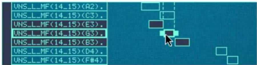 UNS_L_MF(14_15)(A2). UNS_L_MF(14_15)(C3). UNS_L_MF(14_15)(E3). UNS_L_MF(14_15)(G3). UNS_L_MF(14_15)(B3). UNS_L_MF(14_15)(D4). UNS_L_MF(14_15)(F#4)