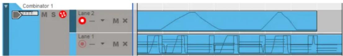 Combinator 1 M S Lane 2 — M × Lane 1 — M ×