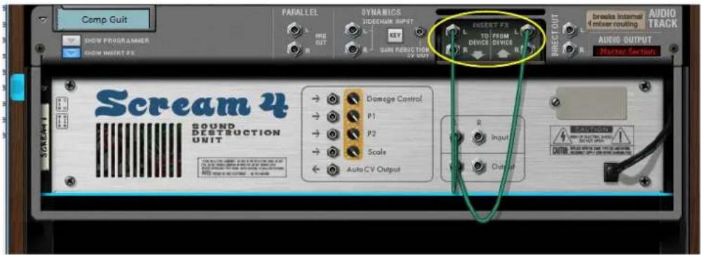 Comp Guit PARALLEL SYNANCIS SOUNDUM INPUT R - GAIN REDUCTION SV OUT INSERT FX TO FROM DEVICE DIRECT OUT BREAKS Internal 4 mixer routing AUDIO TRACK AudiO OUTPUT Nuclear Section SHOW PRISRAMMER SHOW INSERT FX Scream 4 SOUND DESTRUCTION UNIT Damage Control P1 P2 Scale Auto CV Output R Input Output