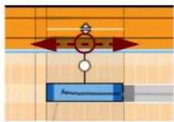 Diagram showing a mechanical or electrical system with labeled components and directional arrows, possibly indicating forces or motion.
