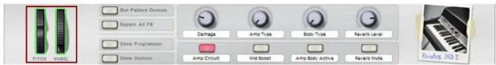 PITCH WHEEL Run Pattern Devices Bypass All PS Show Programmer Show Devicus Damage Amp Type Body Type Raviro Level Amp Circuit Mid Boost Amp Body Active Raviro Muts Rhodes 2013