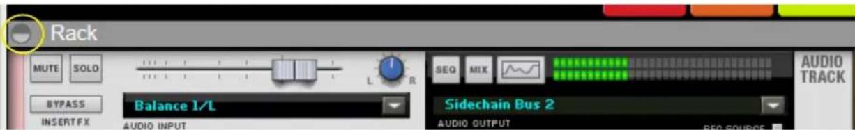 Rack MUTE SOLO BYPASS Balance 1/L INSERTFX AUDIO INPUT L R SEQ MIX AUDIO TRACK Sidechain Bus 2 AUDIO OUTPUT BSC SOURCE