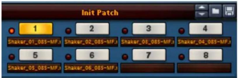 Init Patch 1 2 3 4 Shaker_01_085-MF.1 Shaker_02_085-MF.1 Shaker_03_085-MF.1 Shaker_04_085-MF.1 5 6 7 8 Shaker_05_085-MF.1 Shaker_06_085-MF.1