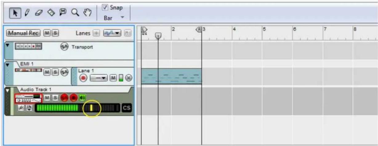 Snap Bar Manual Rec M S Lanes + Transport EMI 1 M S % Lane 1 Audio Track 1 CS