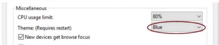 Miscellaneous CPU usage limit: 80% Theme: (Requires restart) Blue ✓ New devices get browse focus