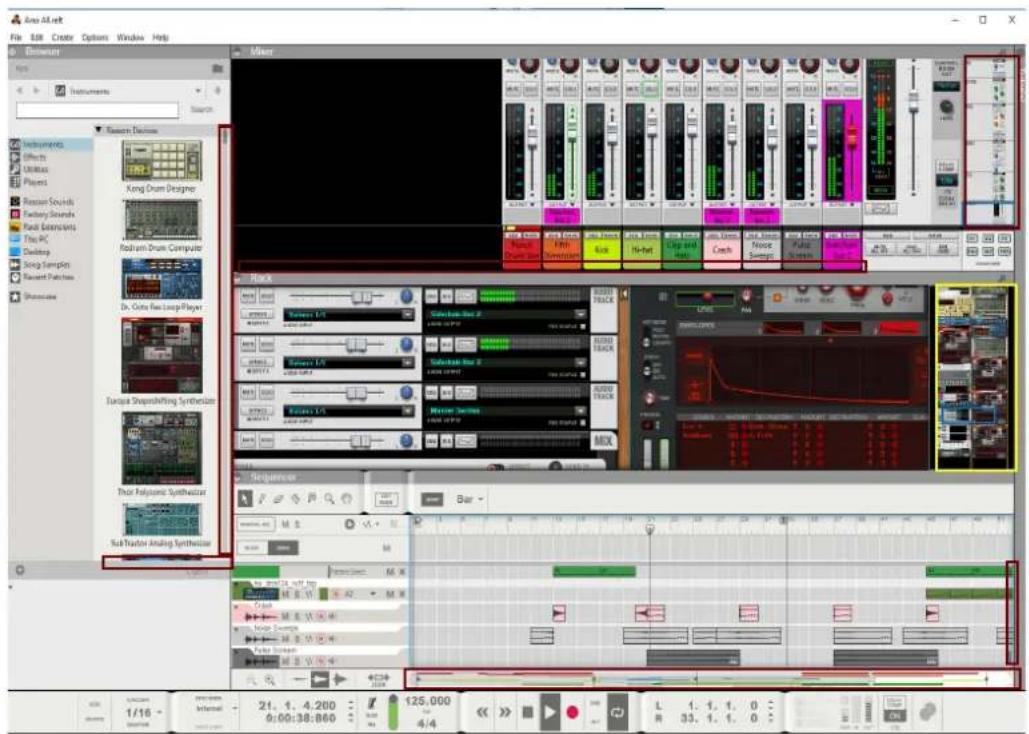 Ano AI .net File Edit Creator Options Window Help instruments Search Kong Drum Designer Kohram Drum Computer Dr. Cate Run Loop Player Turque Shapendring Synthesizer Thor Polyasonic Synthacker Sub Tractor Analog Synthesizer Mixer Track Sequence Bar 21. 1. 4,200 125,000 9:00:38:860 4/4 1/16 1. 1. 1. 0 R 33. 1. 1. 0