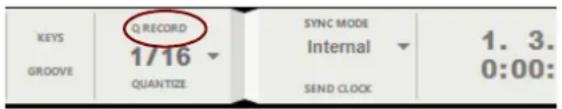 KEYS GROOVE Q-RECORD 1/16 QUANTIZE SYNC MODE Internal SEND CLOCK 1. 3. 0:00: