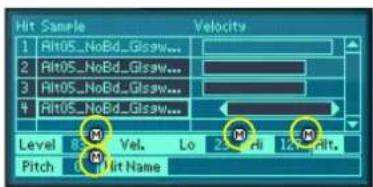 Hit Sample Velocity 1 Rit05_NoBd_Gls9w... 2 Rit05_NoBd_Gls9w... 3 Rit05_NoBd_Gls9w... 4 Rit05_NoBd_Gls9w... Level 8 Vol. Lo 2 M 12 M Pitch Hit Name