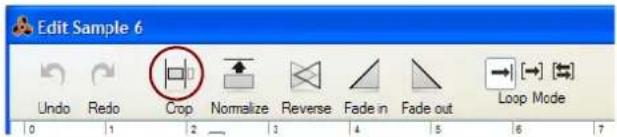 Edit Sample 6 Undo Redo Crop Normalize Reverse Fade in Fade out Loop Mode