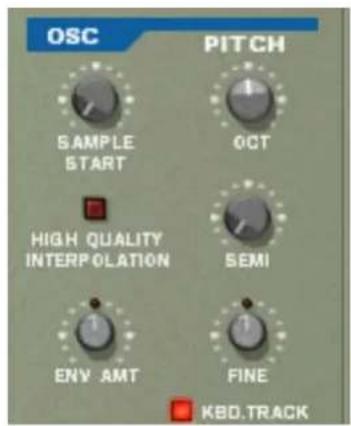 OSC PITCH SAMPLE START OCT HIGH QUALITY INTERPOLATION SEMI ENV AMT FINE KBD.TRACK