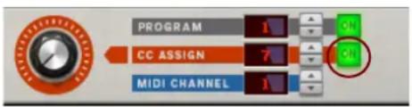 PROGRAM 1 CC ASSIGN 7 MIDI CHANNEL 1