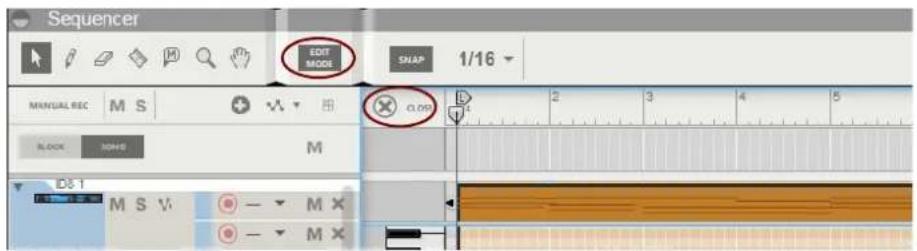 Sequencer EDIT MODE SHAP 1/16 MANUAL REC M S M CLOD 2 3 4 5 BLOCK 3000 M D8.1 M S V — — M X — — M X
