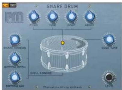ON SNARE DRUM POM TENANCE PITCH FRUIT COAL SPRING SNARE TENSION BOTTOM PITCH SHELL & SNARE BOTTOM MIX EDGE TUNE LEVEL Physical mode and ring width (mm)