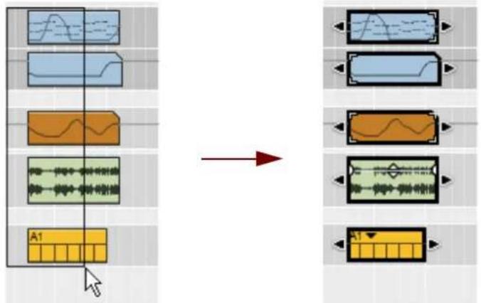 PROPELLERHEAD Reason Lite 10.2 - → Press [Ctrl](Win) or [Shift](Mac) and select the clips. - 1