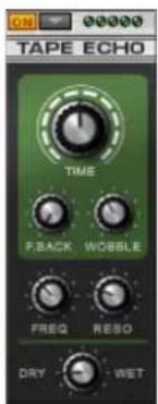 ON TAPE ECHO TIME P_BACK WOBBLE FREQ RESO DRY WET