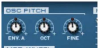 OSC PITCH ENV. A + OCT + FINE + MOD WHITE