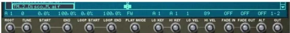 TM_2_Disco_M.ai f A 1 0 0,0% 100,0% 0,0% 100,0% FW A 1 A 1 89 OFF OFF OFF 1-2 ROOT TUNE START END LOOP START LOOP END PLAY MODE LO KEY HI KEY LO VEL HI VEL FADE IN FADE OUT ALT OUT