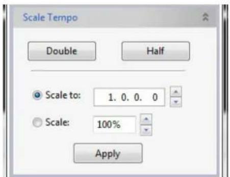 Scale Tempo Double Half Scale to: 1. 0. 0. 0 Scale: 100% Apply