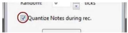 Random: 0 ticks ✓ Quantize Notes during rec.