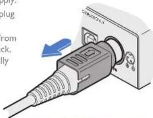 Adder XD150FX-SM - To disconnect the power adapter - 1