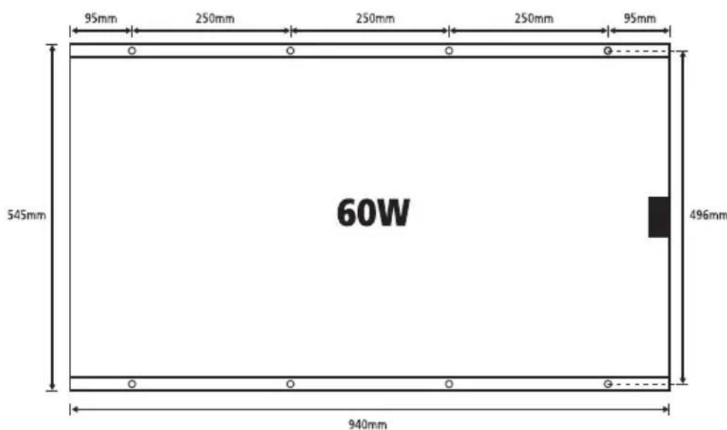 95mm 250mm 250mm 250mm 95mm 545mm 60W 496mm 940mm