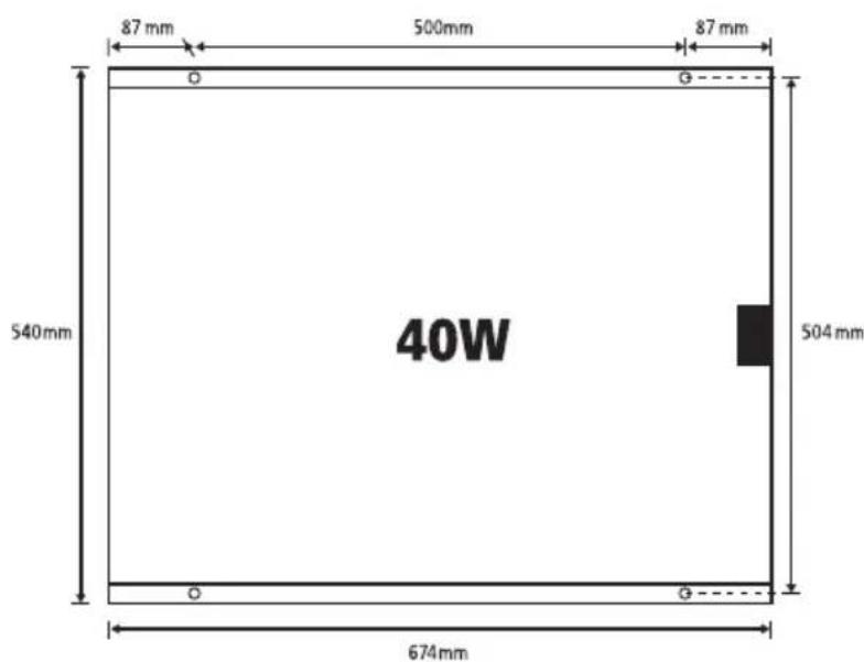 87 mm 500mm 87 mm 540mm 40W 504 mm 674mm