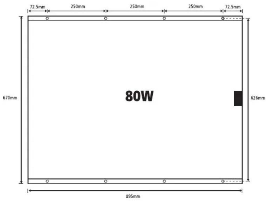 72.5mm 250mm 250mm 250mm 72.5mm 670mm 80W 626mm 895mm