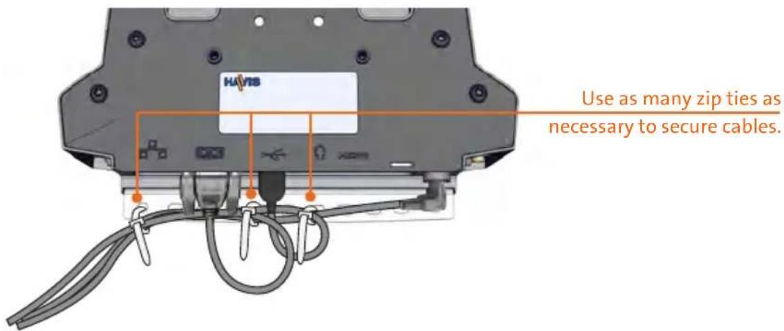 HARS Use as many zip ties as necessary to secure cables.
