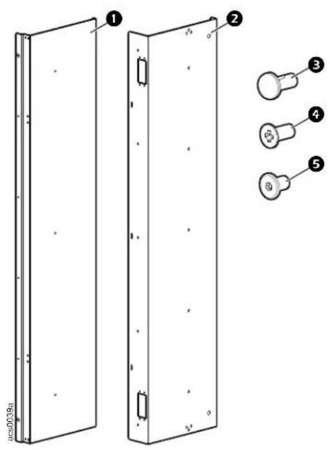 Technical diagram of a two-panel door panel with labeled components and exploded view details