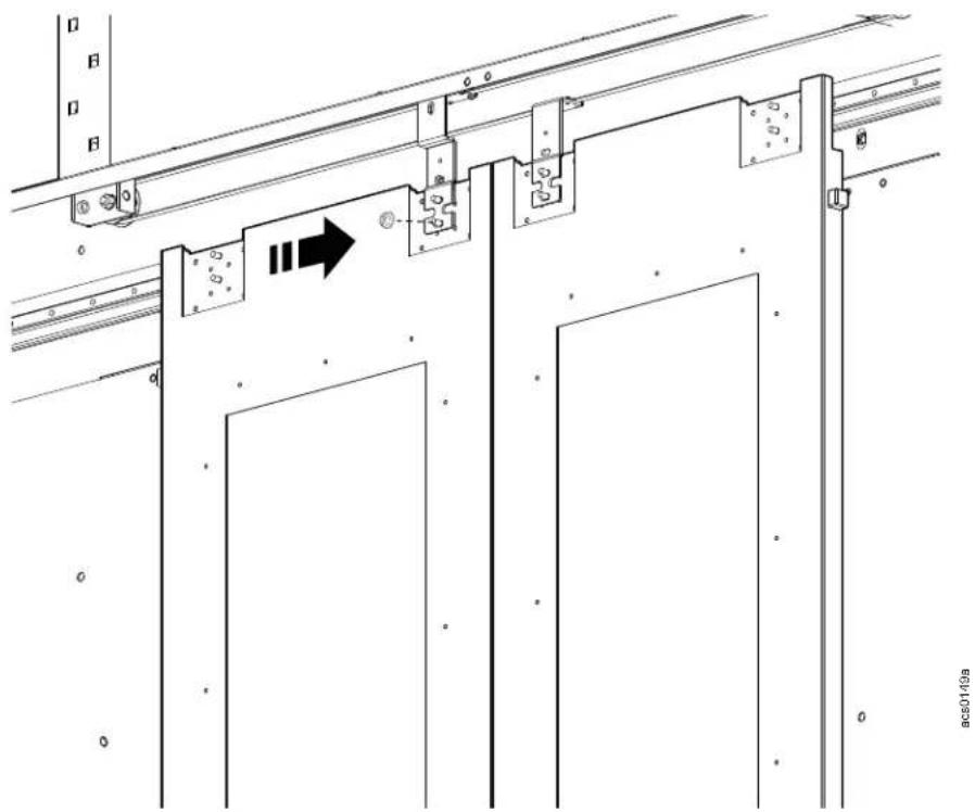Technical diagram showing structural components with labeled parts and an arrow indicating direction, likely from a technical drawing or engineering drawing.