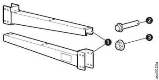 Technical diagram showing assembly of two mechanical components with numbered parts and a separate detail labeled 1, 2, and 3.