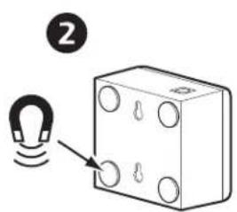 Diagram showing a light bulb connected to a die with labeled pins and an arrow pointing to it, marked with number 2.