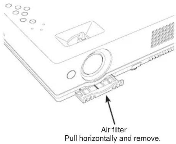 Air filter Pull horizontally and remove.