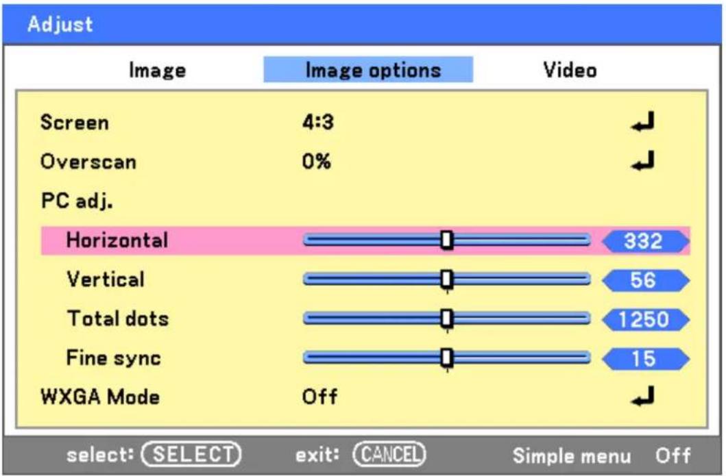SANYO PDG-DWT50KL - Image options menu - 1