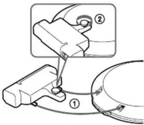 SONY D-NE20LS - Insert an LR6 (size AA) alkaline battery (not supplied) by matching the ⊕ to the diagram inside the battery case and close the battery case lid. - 2