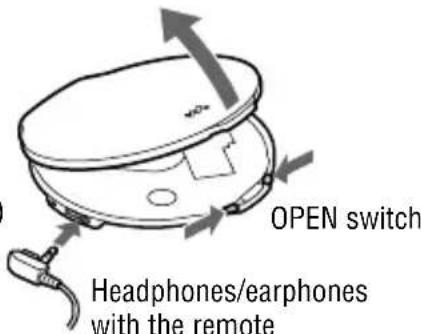 SONY D-NE20LS - Squeeze the OPEN switch from both sides to open the player lid. - 1